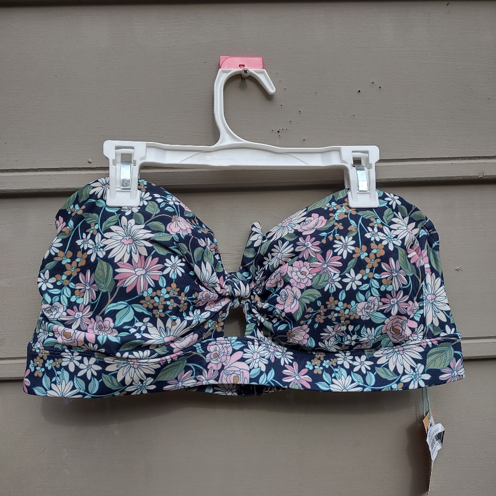 NEW WITH TAGS Kona Sol flower bandeau bikini top